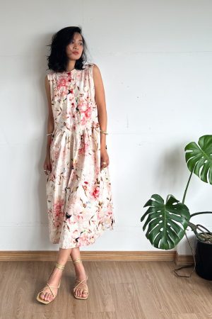 Váy babydoll sát nách hoa hồng